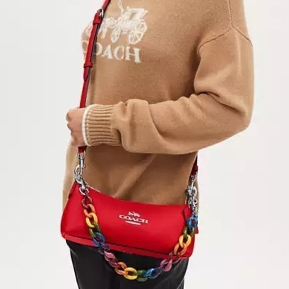 Coach Charlotte Crossbody Red, Multi Color Strap NWT - Picture 2 of 8